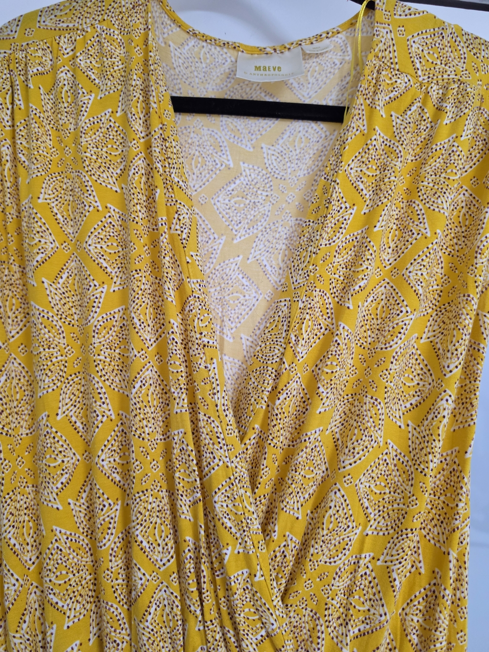 Anthropologie Yellow Printed Asymmetrical Maxi Dress - Picture 8 of 14